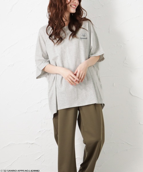 Mac-House(マックハウス)の「サンリオバックプリントドルマン半袖Tシャツ(Tシャツ/カットソー・レディース・ホワイト/オートミール/グリーン/ブラック・フリー)」の11枚目の写真