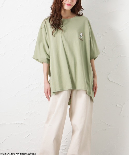 Mac-House(マックハウス)の「サンリオバックプリントドルマン半袖Tシャツ(Tシャツ/カットソー・レディース・ホワイト/オートミール/グリーン/ブラック・フリー)」の10枚目の写真