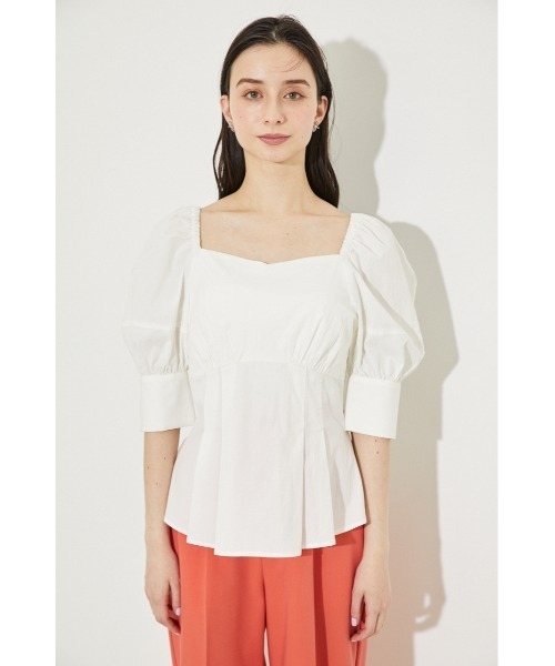 rienda（リエンダ）の「パフスリーブペプラムブラウス（シャツ/ブラウス・レディース・ホワイト/パープル/オレンジ・FREE）」の6枚目の写真