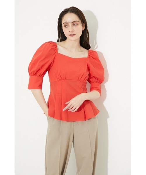 rienda（リエンダ）の「パフスリーブペプラムブラウス（シャツ/ブラウス・レディース・ホワイト/パープル/オレンジ・FREE）」の14枚目の写真