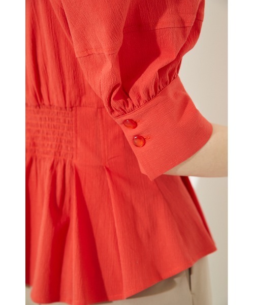 rienda（リエンダ）の「パフスリーブペプラムブラウス（シャツ/ブラウス・レディース・ホワイト/パープル/オレンジ・FREE）」の10枚目の写真