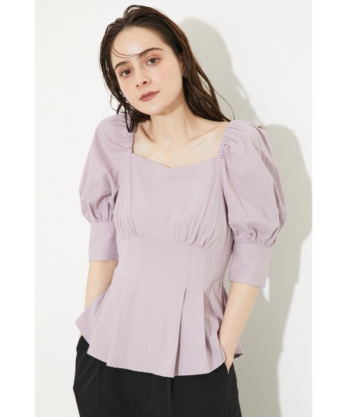 rienda（リエンダ）の「パフスリーブペプラムブラウス（シャツ/ブラウス・レディース・ホワイト/パープル/オレンジ・FREE）」の17枚目の写真