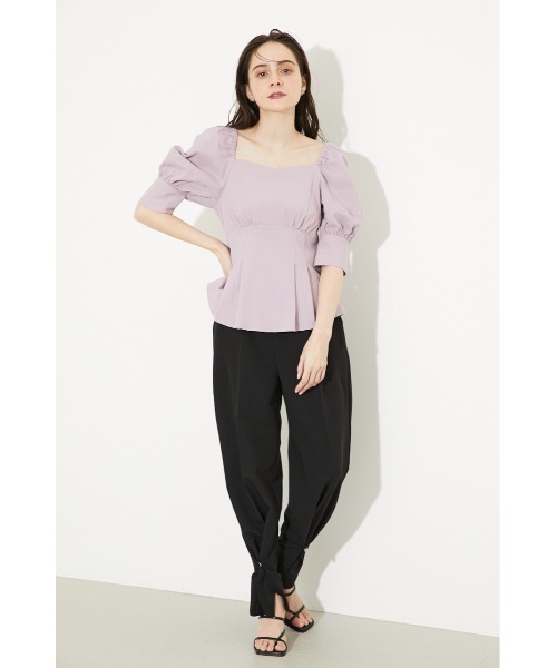 rienda（リエンダ）の「パフスリーブペプラムブラウス（シャツ/ブラウス・レディース・ホワイト/パープル/オレンジ・FREE）」の7枚目の写真