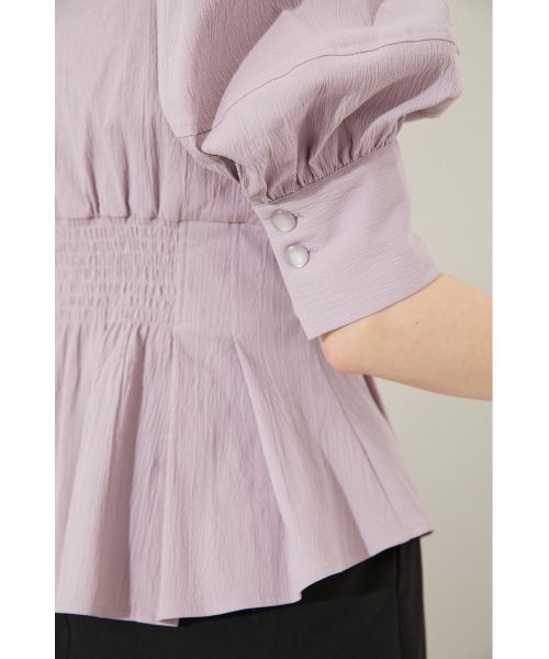 rienda（リエンダ）の「パフスリーブペプラムブラウス（シャツ/ブラウス・レディース・ホワイト/パープル/オレンジ・FREE）」の8枚目の写真