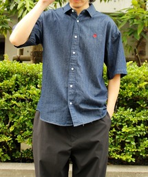 BEVERLY HILLS POLO CLUB | 【BEVERLY HILLS POLO CLUB/ビバリーヒルズポロクラブ】ワンポイントポニー刺繍 カーボンピーチ ツイル半袖シャツ(シャツ/ブラウス)