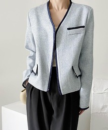 Girly Doll（ガーリードール）の「パイピングフリルノーカラージャケット（ノーカラージャケット）」