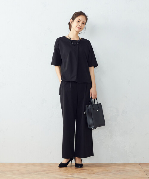 COMME CA ISM(コムサイズム)の「【セットアップ対応】吸水速乾 アシンメトリー トップス(Tシャツ/カットソー・レディース・ブラック/ネイビー・MEDIUM/LARGE)」の3枚目の写真