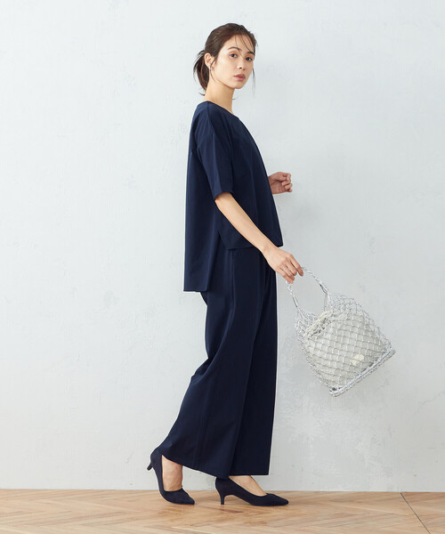 COMME CA ISM(コムサイズム)の「【セットアップ対応】吸水速乾 アシンメトリー トップス(Tシャツ/カットソー・レディース・ブラック/ネイビー・MEDIUM/LARGE)」の6枚目の写真
