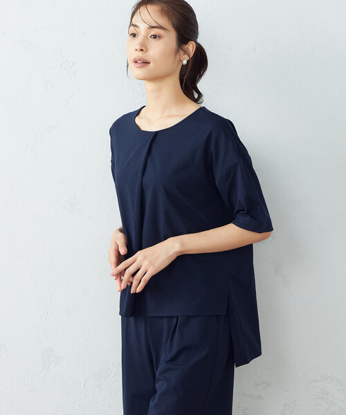 COMME CA ISM(コムサイズム)の「【セットアップ対応】吸水速乾 アシンメトリー トップス(Tシャツ/カットソー・レディース・ブラック/ネイビー・MEDIUM/LARGE)」の7枚目の写真