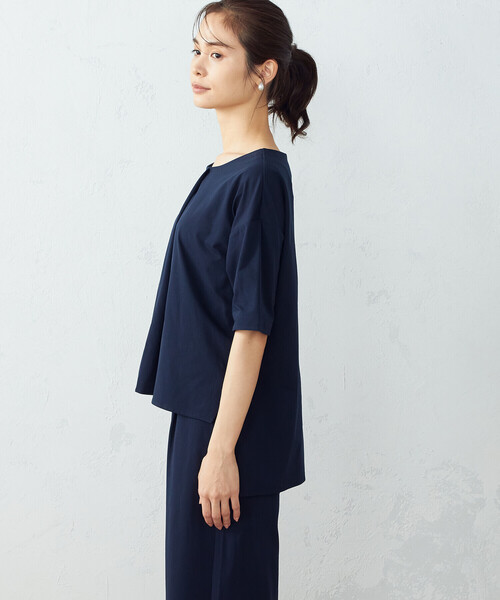 COMME CA ISM(コムサイズム)の「【セットアップ対応】吸水速乾 アシンメトリー トップス(Tシャツ/カットソー・レディース・ブラック/ネイビー・MEDIUM/LARGE)」の8枚目の写真