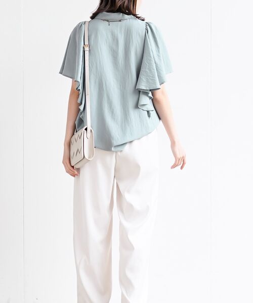 rps(アールピーエス)の「フレアー袖裾タックブラウス(シャツ/ブラウス・レディース・ブラック/オフホワイト/サックスブルー/ネイビー/ブラック系その他2/カーキ/ミント・M/フリー)」の10枚目の写真