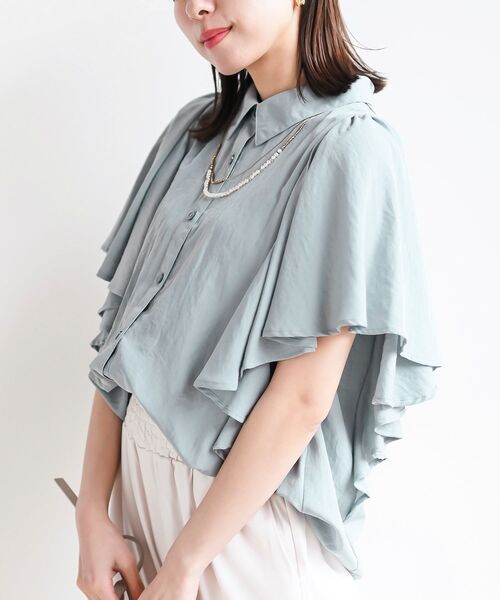 rps(アールピーエス)の「フレアー袖裾タックブラウス(シャツ/ブラウス・レディース・ブラック/オフホワイト/サックスブルー/ネイビー/ブラック系その他2/カーキ/ミント・M/フリー)」の13枚目の写真