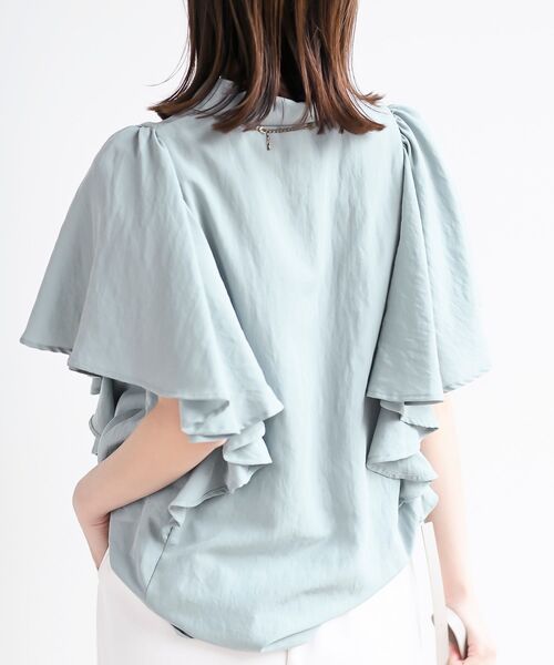 rps(アールピーエス)の「フレアー袖裾タックブラウス(シャツ/ブラウス・レディース・ブラック/オフホワイト/サックスブルー/ネイビー/ブラック系その他2/カーキ/ミント・M/フリー)」の14枚目の写真