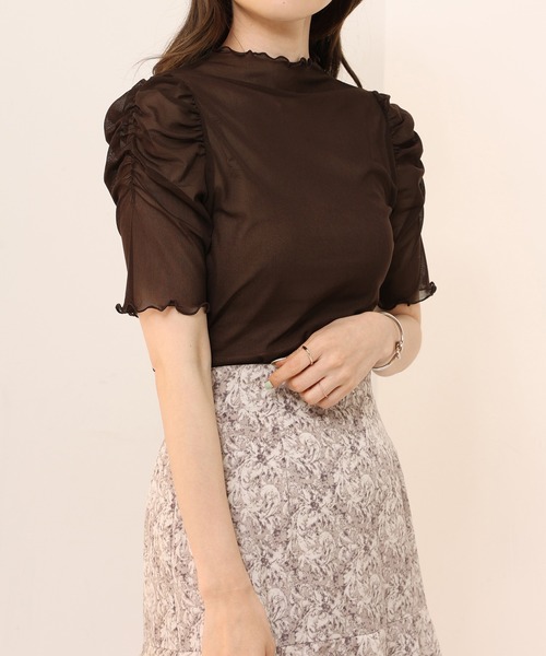 one after another NICE CLAUP（ワンアフターアナザーナイスクラップ）の「ハイネックシアートップス（Tシャツ/カットソー・レディース・アイボリー/グレー×サックスブルー/ブラウン/モカ・FREE）」の4枚目の写真