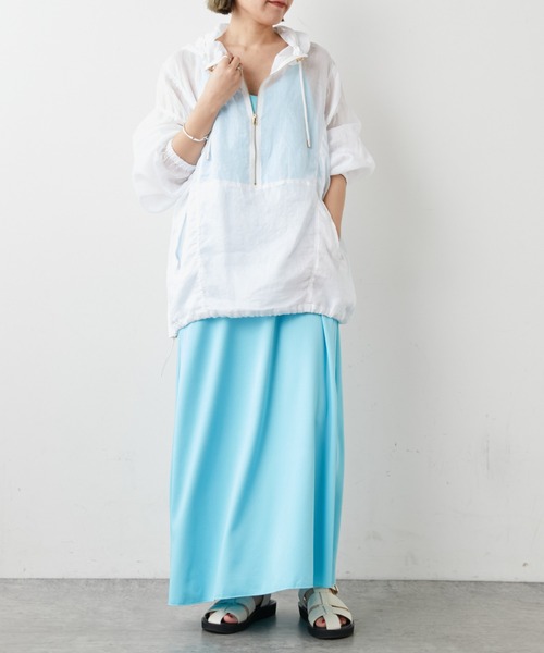 Omekashi（オメカシ）の「ストレッチサテンキャミワンピース（ワンピース・レディース・ブラック/ベージュ/ブルー・FREE）」の8枚目の写真