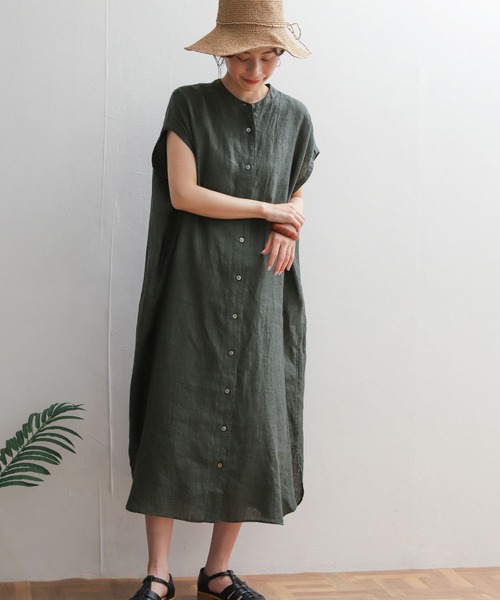 URBAN RESEARCH DOORS（アーバンリサーチドアーズ）の「リネンボタンワンピース（ワンピース・レディース・グリーン/ブラウン系その他/レッド系その他・MEDIUM）」の16枚目の写真
