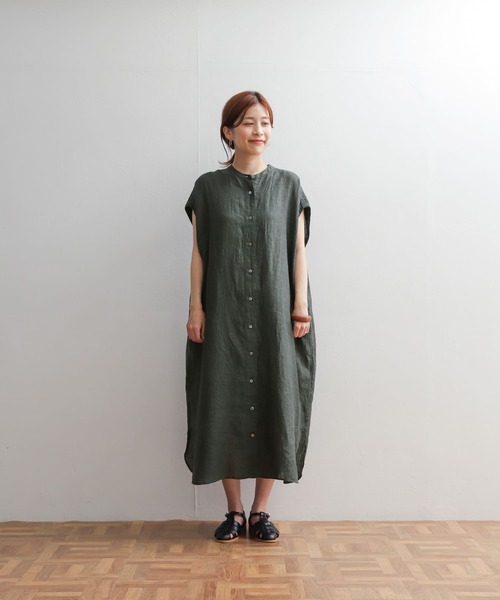 URBAN RESEARCH DOORS（アーバンリサーチドアーズ）の「リネンボタンワンピース（ワンピース・レディース・グリーン/ブラウン系その他/レッド系その他・MEDIUM）」の14枚目の写真