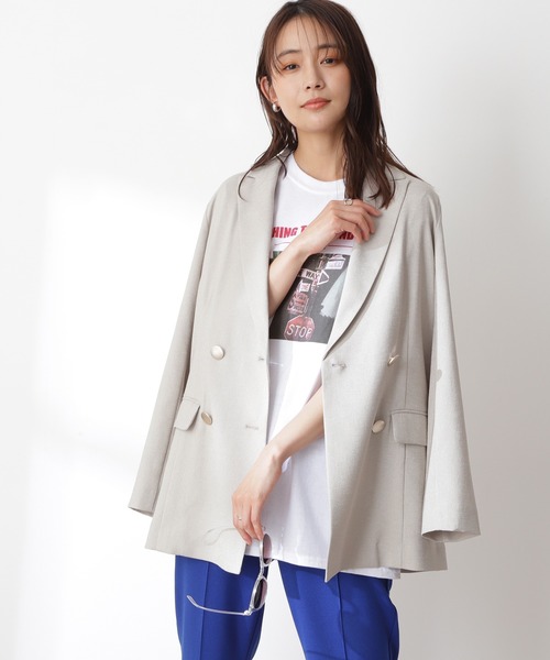 N.（N. Natural Beauty Basic）（エヌエヌナチュラルビューティーベーシック）の「【S Size Line】◆リスタビュールテーラードダブルジャケット（テーラードジャケット・レディース・ベージュ/ネイビー・SMALL/MEDIUM）」の2枚目の写真