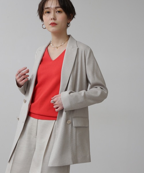 N.（N. Natural Beauty Basic）（エヌエヌナチュラルビューティーベーシック）の「【S Size Line】◆リスタビュールテーラードダブルジャケット（テーラードジャケット・レディース・ベージュ/ネイビー・SMALL/MEDIUM）」の8枚目の写真