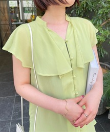 StyleSea | ラッフルカラーノースリーブブラウス(シャツ/ブラウス)