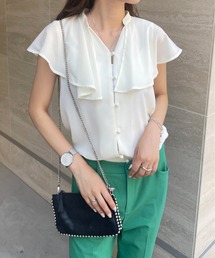 StyleSea | ラッフルカラーノースリーブブラウス(シャツ/ブラウス)