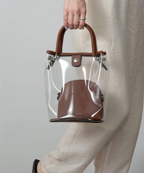 Amiur(エミレ)の「2way clear shoulder bag(ショルダーバッグ・レディース・ベージュ/ブラウン/ブラック・FREE)」の4枚目の写真