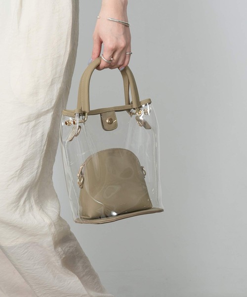 Amiur(エミレ)の「2way clear shoulder bag(ショルダーバッグ・レディース・ベージュ/ブラウン/ブラック・FREE)」の7枚目の写真