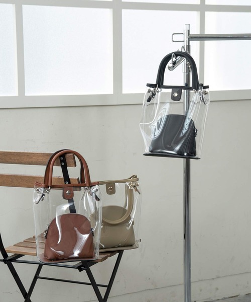 Amiur(エミレ)の「2way clear shoulder bag(ショルダーバッグ・レディース・ベージュ/ブラウン/ブラック・FREE)」の8枚目の写真