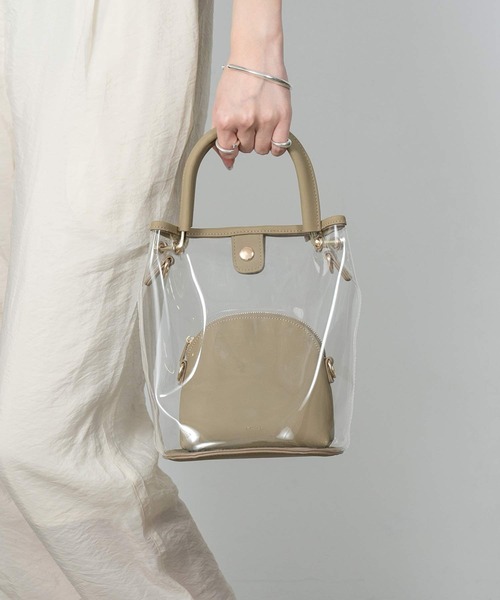 Amiur(エミレ)の「2way clear shoulder bag(ショルダーバッグ・レディース・ベージュ/ブラウン/ブラック・FREE)」の6枚目の写真