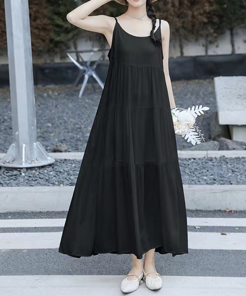 gossip!ロサンゼルス(ゴシップロサンゼルス)の「ティアードフレア キャミソールワンピース(ワンピース・レディース・ホワイト/ブラック/ブルー/グリーン系その他・FREE)」の2枚目の写真