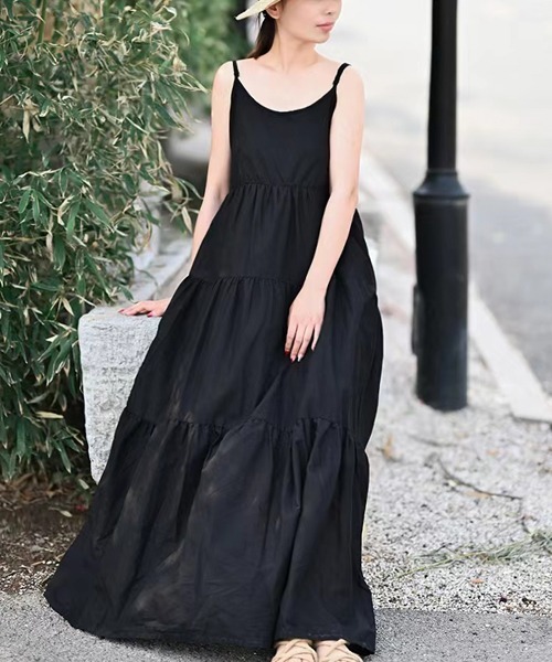 gossip!ロサンゼルス(ゴシップロサンゼルス)の「ティアードフレア キャミソールワンピース(ワンピース・レディース・ホワイト/ブラック/ブルー/グリーン系その他・FREE)」の6枚目の写真