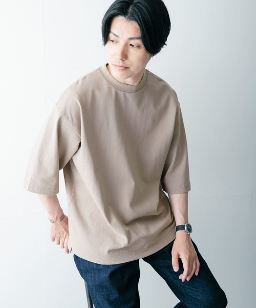 ITEMS URBANRESEARCH(アイテムズ アーバンリサーチ)の「度詰めコットン天竺 オーバーサイズTシャツ(Tシャツ/カットソー・メンズ・ベージュ/オフホワイト/グリーン/ネイビー・MEDIUM/LARGE)」の11枚目の写真