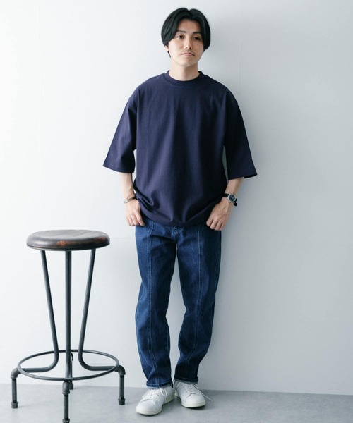 ITEMS URBANRESEARCH(アイテムズ アーバンリサーチ)の「度詰めコットン天竺 オーバーサイズTシャツ(Tシャツ/カットソー・メンズ・ベージュ/オフホワイト/グリーン/ネイビー・MEDIUM/LARGE)」の18枚目の写真