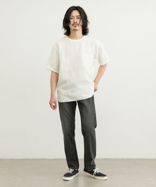 WORK NOT WORK URBAN RESEARCH（ワークノットワークアーバンリサーチ）の「WORK NOT WORK　High density Linen SS  Pullover（Tシャツ/カットソー・メンズ・ネイビー/グレー/オフホワイト・M/L/XL）」の7枚目の写真