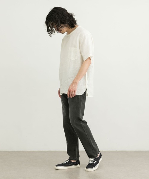 WORK NOT WORK URBAN RESEARCH（ワークノットワークアーバンリサーチ）の「WORK NOT WORK　High density Linen SS  Pullover（Tシャツ/カットソー・メンズ・ネイビー/グレー/オフホワイト・M/L/XL）」の5枚目の写真