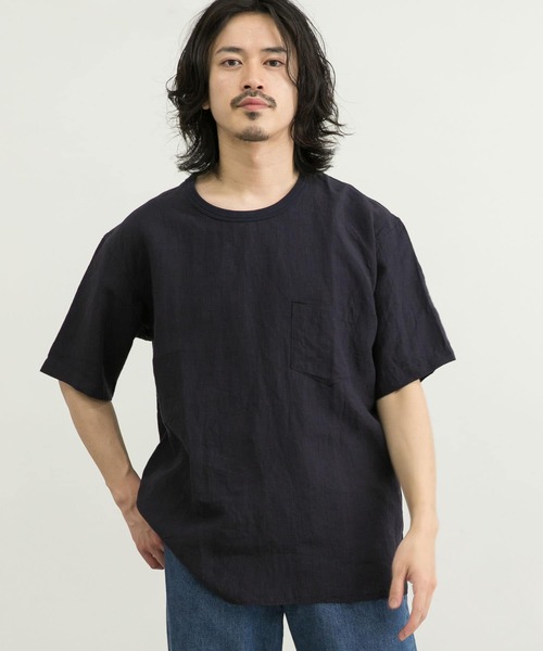 WORK NOT WORK URBAN RESEARCH（ワークノットワークアーバンリサーチ）の「WORK NOT WORK　High density Linen SS  Pullover（Tシャツ/カットソー・メンズ・ネイビー/グレー/オフホワイト・M/L/XL）」の11枚目の写真