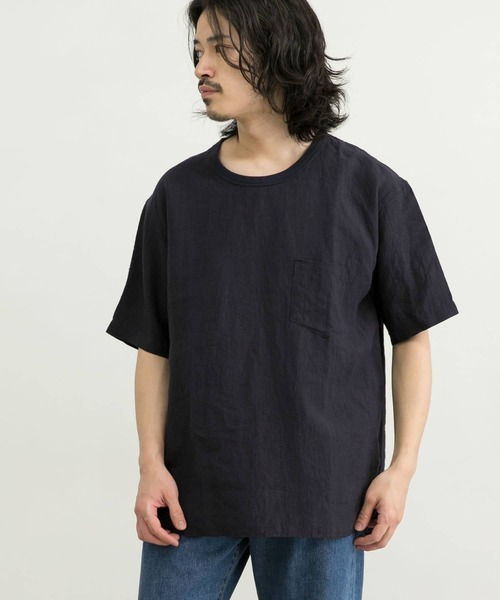 WORK NOT WORK URBAN RESEARCH（ワークノットワークアーバンリサーチ）の「WORK NOT WORK　High density Linen SS  Pullover（Tシャツ/カットソー・メンズ・ネイビー/グレー/オフホワイト・M/L/XL）」の12枚目の写真