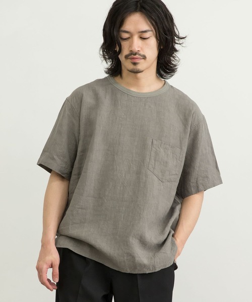 WORK NOT WORK URBAN RESEARCH（ワークノットワークアーバンリサーチ）の「WORK NOT WORK　High density Linen SS  Pullover（Tシャツ/カットソー・メンズ・ネイビー/グレー/オフホワイト・M/L/XL）」の13枚目の写真