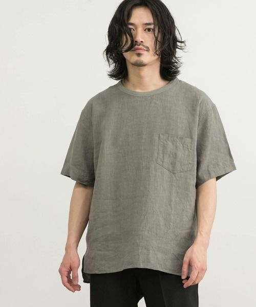 WORK NOT WORK URBAN RESEARCH（ワークノットワークアーバンリサーチ）の「WORK NOT WORK　High density Linen SS  Pullover（Tシャツ/カットソー・メンズ・ネイビー/グレー/オフホワイト・M/L/XL）」の15枚目の写真