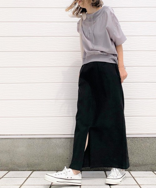 Q（キュー）の「2wayストレッチナロースカート（スカート・レディース・ブラック/ベージュ・MEDIUM）」の12枚目の写真