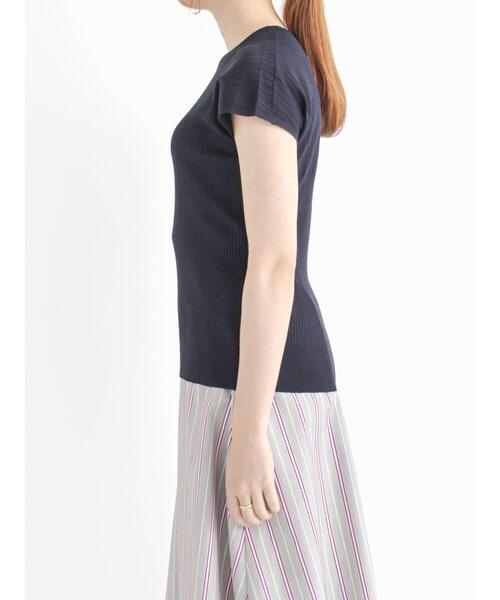 Te chichi（テチチ）の「LEVITA フレンチスリーブリブニット（ニット/セーター・レディース・グリーン/ネイビー/ベージュ/グレー・ﾌﾘ-）」の20枚目の写真