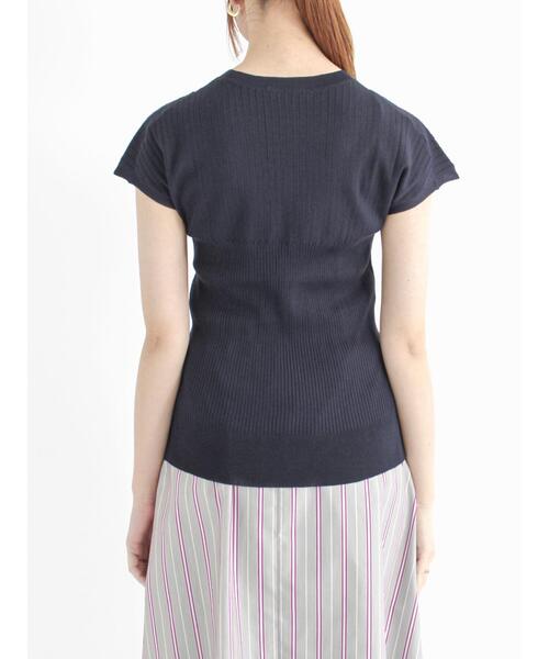 Te chichi（テチチ）の「LEVITA フレンチスリーブリブニット（ニット/セーター・レディース・グリーン/ネイビー/ベージュ/グレー・ﾌﾘ-）」の21枚目の写真