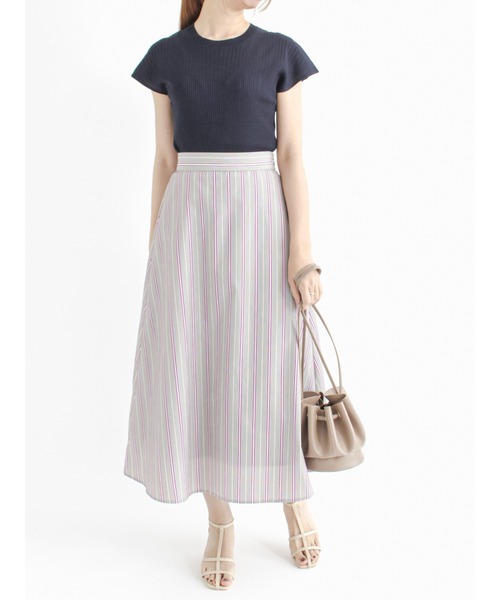 Te chichi（テチチ）の「LEVITA フレンチスリーブリブニット（ニット/セーター・レディース・グリーン/ネイビー/ベージュ/グレー・ﾌﾘ-）」の9枚目の写真