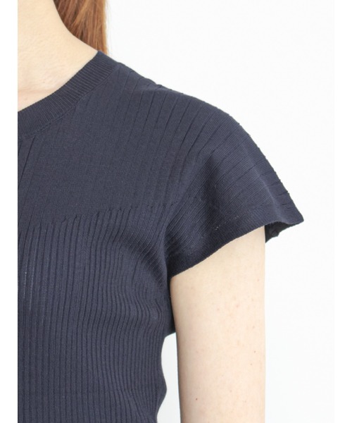 Te chichi（テチチ）の「LEVITA フレンチスリーブリブニット（ニット/セーター・レディース・グリーン/ネイビー/ベージュ/グレー・ﾌﾘ-）」の14枚目の写真