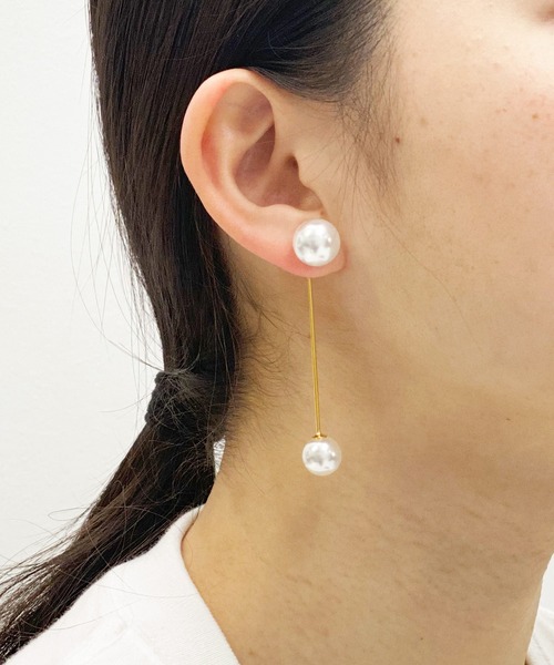 NOISE MAKER（ノイズメーカー）の「パール付きピアス(両耳用)（ピアス（両耳用）・レディース・シルバー/ゴールド・FREE）」の5枚目の写真
