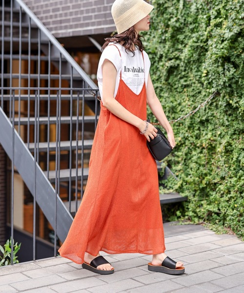 CIAOPANIC TYPY（チャオパニックティピー）の「メッシュキャミワンピース（ワンピース・レディース・ブラック/オレンジ/ブルー/アイボリー・ONE SIZE）」の4枚目の写真