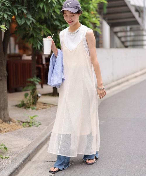 CIAOPANIC TYPY（チャオパニックティピー）の「メッシュキャミワンピース（ワンピース・レディース・ブラック/オレンジ/ブルー/アイボリー・ONE SIZE）」の6枚目の写真