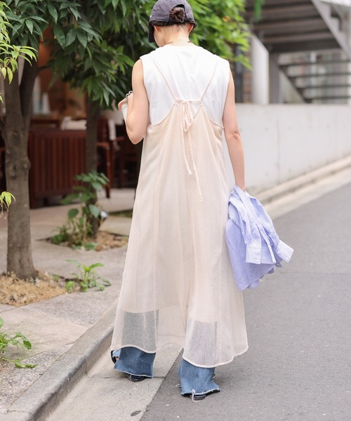 CIAOPANIC TYPY（チャオパニックティピー）の「メッシュキャミワンピース（ワンピース・レディース・ブラック/オレンジ/ブルー/アイボリー・ONE SIZE）」の9枚目の写真