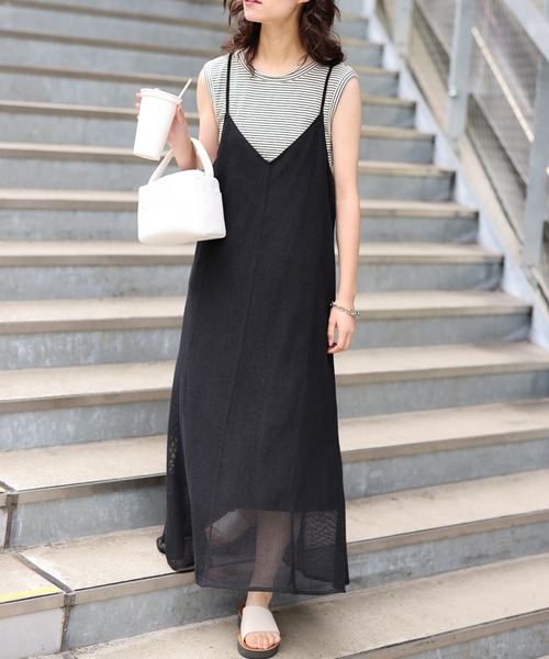 CIAOPANIC TYPY（チャオパニックティピー）の「メッシュキャミワンピース（ワンピース・レディース・ブラック/オレンジ/ブルー/アイボリー・ONE SIZE）」の15枚目の写真