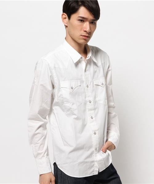 schott（ショット）の「Schott/ショット/BROAD WESTERN SHIRT/ブロード　ウエスタン　シャツ（シャツ/ブラウス・メンズ・ブラック/ホワイト・SMALL/MEDIUM/LARGE/X-LARGE）」の2枚目の写真
